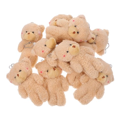 CIYODO 10 Stück Teiliges Mini Plüsch Bären Schlüsselanhänger Kuschelige Bär Anhänger Niedliche Blush Stofftiere für Taschen Rucksäcke Jungen und Mädchen Zubehör von CIYODO