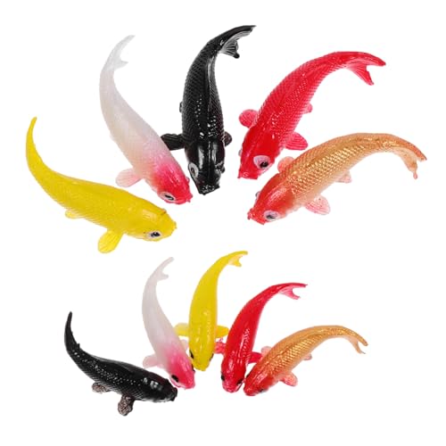 CIYODO 10 Stück Teiliges Resin Koi Fisch Figuren Realistische Miniatur Fische in Farben Robuste Aquarium Deko für Miniatur Teiche Gartenbäche und Fischbecken Farbenfrohe Handbemalte von CIYODO
