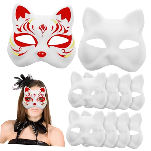 CIYODO 10Stücke Teiliges Katzenmasken Set aus Sicherem Unbemalt für DIY für Halloween Partys und Cosplay Kreative Gestaltung für CIYODO 10Stücke Teiliges Katzenmasken Set aus Sicherem Unbemalt für DIY für Halloween Partys und Cosplay Kreative Gestaltung für von CIYODO