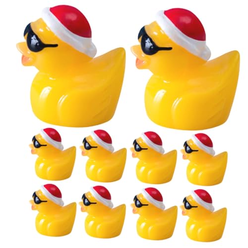 CIYODO 10pcs Garten Kleine Statuen Hai Mini-Enten Blumentopffiguren Dinosaurierfiguren Miniaturen Mini -gartendekoration Winzige Tiere Gartenminiatur Miniaturfiguren Frosch Yellow Harz von CIYODO