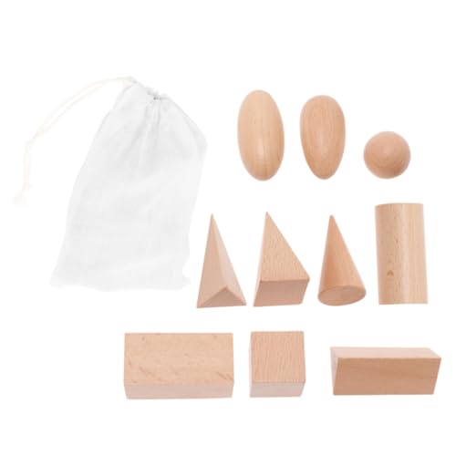 CIYODO 11 Stück Geometrisches für den Vorschulalter Educational Toys Holzblöcke Pädagogisches Mechanik Oberfläche Mathematik Bambus von CIYODO