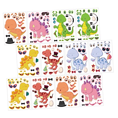 CIYODO 12 Blatt Puzzleaufkleber Kinderkleber Dinosaurier-Party-Aufkleber Party-Dinosaurier-Aufkleber Dinosaurier-Bastelaufkleber Kupferplattenaufkleber von CIYODO