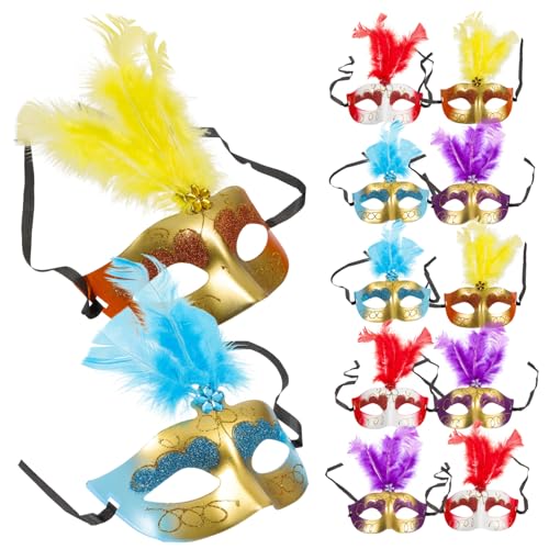 CIYODO 12 Stck Teiliges Bunte Feder Masken Cosplay Karneval Kostümmasken für Damen Komfortabel Dekorativ für Maskenball Halloween Karneval Party Zufällige Farbe Zufällige Farbe CIYODO 12 Stck Teiliges Bunte Feder Masken Cosplay Karneval Kostümmasken für Damen Komfortabel Dekorativ für Maskenball Halloween Karneval Party Zufällige Farbe Zufällige Farbe von CIYODO
