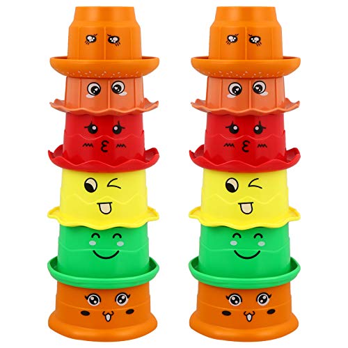 CIYODO 12 Stück Adorable Home Badespielzeug Cartoon Plastic Stackable Cup Toy Für Kinder CIYODO 12 Stück Adorable Home Badespielzeug Cartoon Plastic Stackable Cup Toy Für Kinder von CIYODO