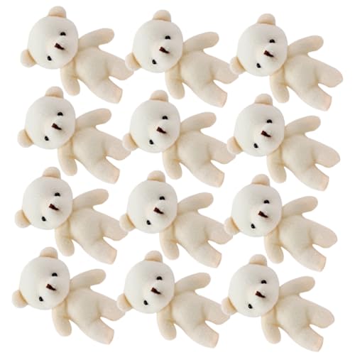 CIYODO 12 Stück Bärenanhänger Kleines Bärenspielzeug Kuscheltier Tragen Knuddelig Mini Bärendekor Stofftier Bär Ausgestopfte Bärenpuppe Kleine Bären Cartoon-bär-Puppe Weiß Plüsch von CIYODO