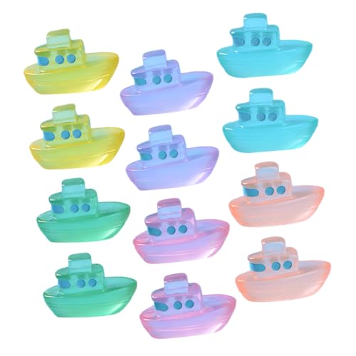 CIYODO 12 Stück Boot Deko Teiliges Leuchtendes Boot Modell für Garten und Mikro Landschaft Detailreiche Resin Dekoration für Kreative DIY Projekte von CIYODO