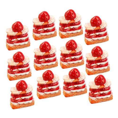 CIYODO 12 Stück Erdbeer Sahne Kuchen Dekorativer Mini Kuchen Mini Dessert Modell Gefälschter Dessert Kuchen Simulierter Mini Kuchen Miniatur Dessert Modell So Tun Als Ob von CIYODO
