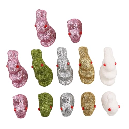 CIYODO 12 Stück Hasen Ornament Elegante Osterdekoration Für Zuhause Osterhase Tafelaufsatz Für Tisch Frühlingsdekorationen Tischmittelstücke Kleine Figuren Osterparty von CIYODO