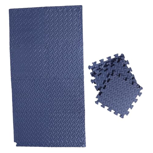 CIYODO 12 Stück Interlocking Floor Tiles Soft Foam Puzzle Mat mit Rutschfester Blattstruktur Extra Dicke Polsterung Navyblau Erweiterbar Spielmatte für Krabbeln Spielzimmer Fitness von CIYODO