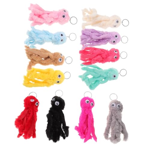 CIYODO 12 Stück Oktopus-Schlüsselanhänger Schlüsselbund für Rucksack Geldbörse Schlüsselanhänger Stofftier-Schlüsselanhänger Schlüsselkettenanhänger Rucksack-Oktopus-Anhänger Plüsch von CIYODO
