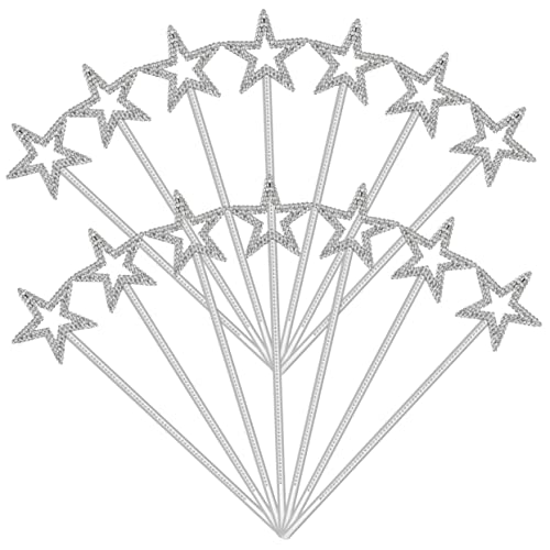 CIYODO 12 Stück Pentagramm-Zauberstab Stöcke Märchenkostüm Party Stern für Star Zauberstab Masse dekorativer Feenstab Feenstäbe für Mädchen Feenstock Plastik Silver CIYODO 12 Stück Pentagramm-Zauberstab Stöcke Märchenkostüm Party Stern für Star Zauberstab Masse dekorativer Feenstab Feenstäbe für Mädchen Feenstock Plastik Silver von CIYODO