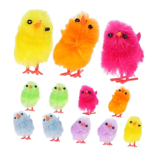 CIYODO 12 Stück Realistische Mini Hühnchen Figuren für Osterdekoration und Haustier für Ostern und Heimdekoration von CIYODO