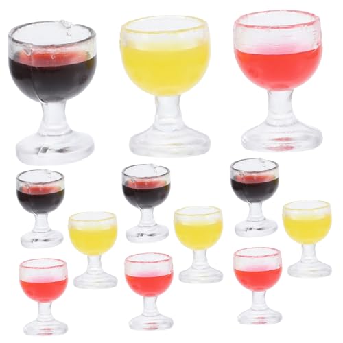 CIYODO 12 Stück Kleiner Weinbecher für Puppenhaus Zubehör Winzige Becher Spielzeug Puppenhaus Miniaturdekoration Kinder Rollenspiel Zubehör für Neujahr und Geburtstage von CIYODO