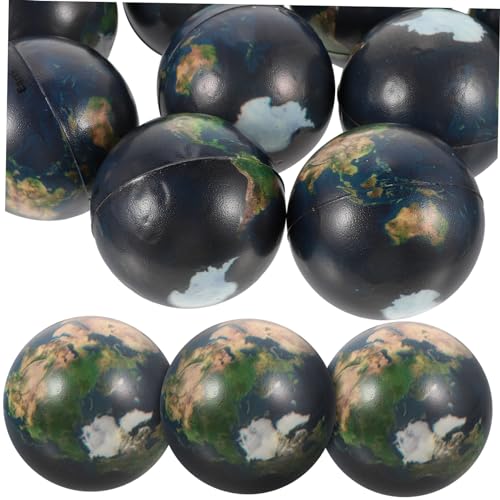 CIYODO 12 Stück Schaumstoff -Quetsching -Ballspielzeug Anti-Stress-Bälle mit Planetenmuster Plastikkugeln Planet-Hüpfbälle Kugeln des Sonnensystems Pu von CIYODO