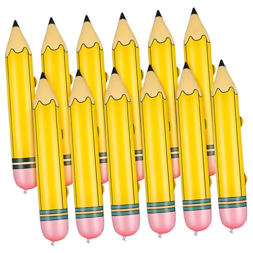 CIYODO 12 Stück Teiliges Aufblasbare Jumbo Bleistift Deko aus Robustem PVC Wiederverwendbar Auffällige Schulanfang Party und Klassenzimmerdekoration Vielseitig für von CIYODO