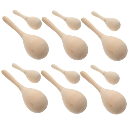 CIYODO 12 Stück Teiliges DIY Holz Maracas Unlackierte Rasseln zum Selbstgestalten Musikalisches für Kindergarten und Partys von CIYODO