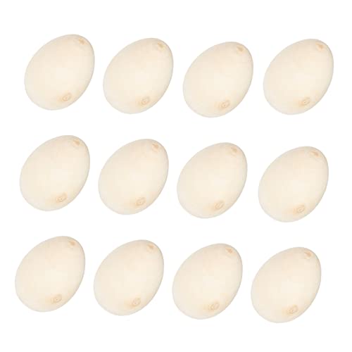 CIYODO 12 Stück Teiliges DIY Holz Eier zum Bemalen Simulierte Holz Eier für Kreative Bastelprojekte für Ostern Leicht und Unbeduftet Gestaltung von CIYODO