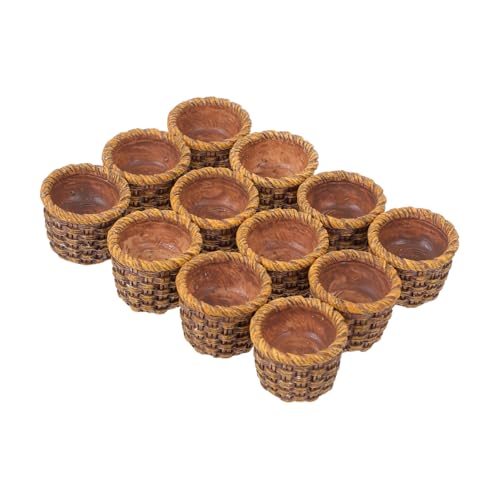 CIYODO 12 Stück Teiliges Miniatur Geflochtenes Körbchen- Handgefertigte Miniatur-rattankörbe für Puppenhaus-deko Vielseitige DIY-zubehörteile Kleine Aufbewahrungslösung und Partygeschenk von CIYODO