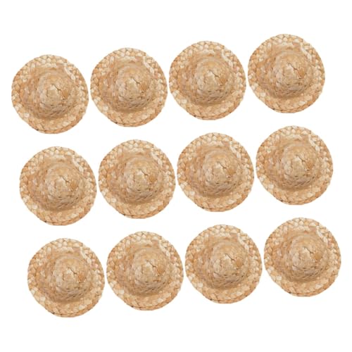 CIYODO 12stücke Miniatur-strohhüte Zum Basteln Handgewebte Mini-hüte Puppenstrickmütze Winzige Strickmütze Für Puppen Dekoration Sommerzubehör von CIYODO