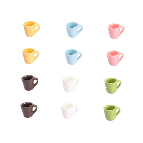 CIYODO 12 Stück Teiliges Miniatur Puppenhaus Becher aus Harz Farbenfrohe Mini Trinkbecher Leichte Fein Gearbeitete Dekoration für Puppenhaus und Bastelbedarf Kompakt und Vielseitig von CIYODO