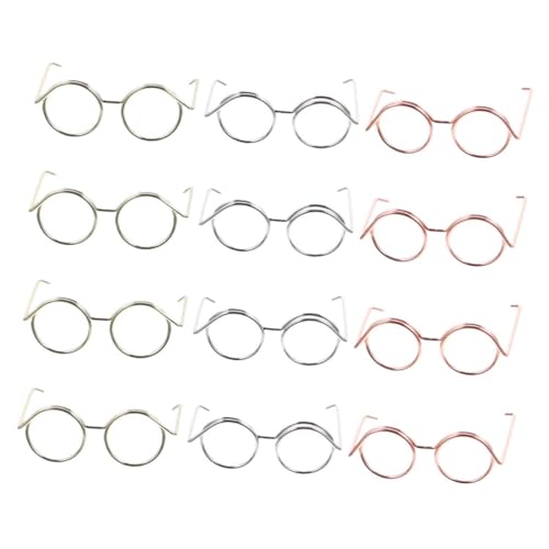 CIYODO 12 Stück Teiliges Puppenbrillen aus Stabilem Kupferdraht Miniatur Dekoration für Puppenhaus Langlebige Vielseitige Accessoires in Roségold Silber und Gold für Basteln und von CIYODO