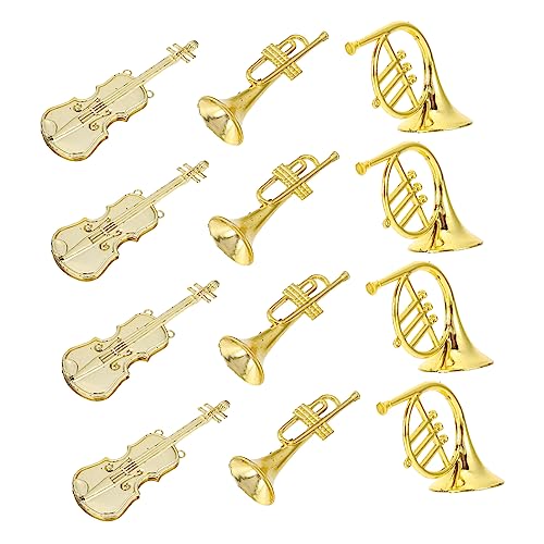CIYODO 12 Stück Teiliges Weihnachtsbaumschmuck Violine Musikinstrumente Modell DIY Basteln Goldfarben Christbaumschmuck für Weihnachtsdeko und von CIYODO
