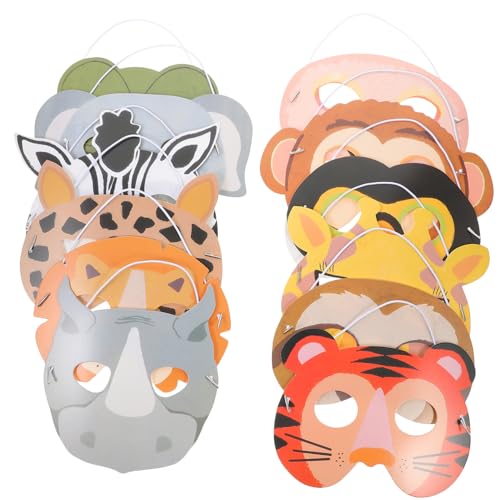 CIYODO 12 Stück Teiliges Wildtier Papiermasken Niedliche Tiergesichtsmasken für Geburtstag Halloween Cosplay und Party Deko Leichte Wiederverwendbare Dschungel Maskerade Accessoires CIYODO 12 Stück Teiliges Wildtier Papiermasken Niedliche Tiergesichtsmasken für Geburtstag Halloween Cosplay und Party Deko Leichte Wiederverwendbare Dschungel Maskerade Accessoires von CIYODO