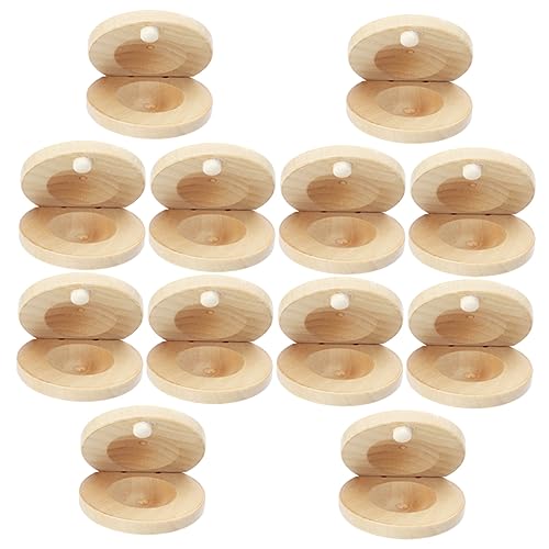 CIYODO 12Stücke Holz Kastagnetten für Musikinstrument für Frühe Musikbildung und Rhythmusförderung Robuste Langlebige Klangspielzeuge Natürlichem Holzton für Jungen von CIYODO