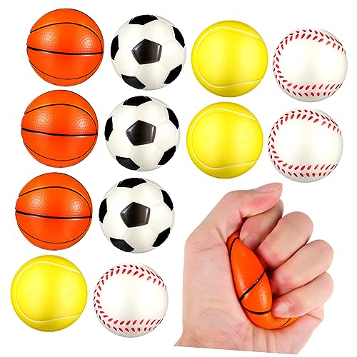 CIYODO 12 Kleine Sport-stressbälle Tennis- Baseball- Basketball Und Fußball-quetschbälle Flexibel Und Langlebig von CIYODO