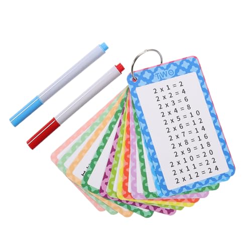 CIYODO 13 Stück Teiliges Multiplikationskarten mit Abwischbaren Stiften und Ringen Pädagogische Lernkarten für Klassenzimmer und Zuhause Fördert Mathematische Fähigkeiten von CIYODO