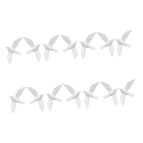 CIYODO 14 Stück Teiliges Mini Tauben Figuren Filigrane Miniatur Tauben Statue aus Resin Detailreiche Weiße Vogel Skulpturen für Puppenhaus Terrarium und Cake Topper für Miniatur von CIYODO