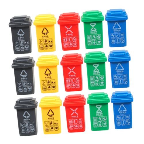 CIYODO 15 Stück Müllsortierbehälter Für Miniatur-mülltonne Puppenhauszubehör Miniaturmüllbehälter Kleiner Abfallbehälter Puppenhaus-mülleimer Mini -mülldose Mini-mülleimer Plastik von CIYODO