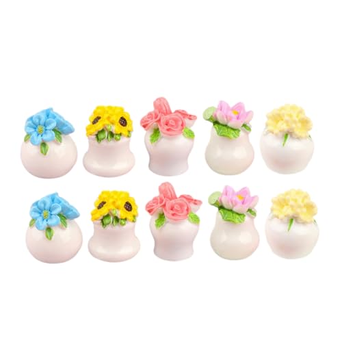 CIYODO 15 Stücke Miniatur Topfblumen Satz für Puppenhäuser Kunstblumen Bonsai Dekoration Langlebige Kunststoff Blumen für Kleiner Garten und Innendekoration von CIYODO
