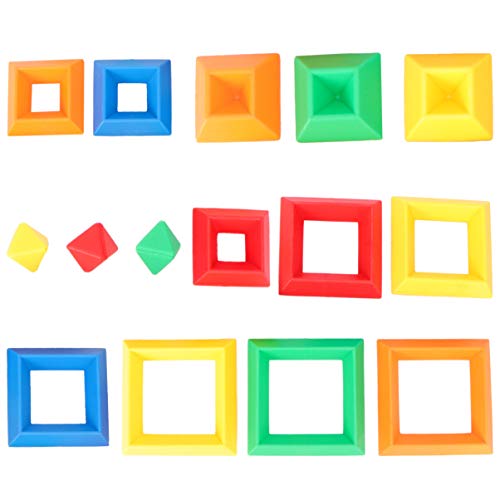 CIYODO 15 Stück Teiliges Pädagogisches Stapelspielzeug Formen Bausteine Zufälligen Farben für Frühes Lernen Geeignet für Koordination und Kognitiven Fähigkeiten Zufällige Zufällige Farbe von CIYODO