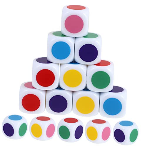 CIYODO 15 Stück lehren Würfeln Farbige Würfelspiele Farbwürfel groß Würfel Lernen Klassenzimmer Lernwürfel für die Schule Würfeln beibringen Acryl Colorful von CIYODO