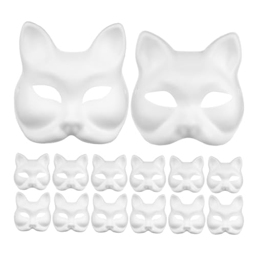 CIYODO 16 Stück Teiliges DIY Blanko Gesichtsmasken aus Pappmaché für Erwachsene zum Bemalen und Basteln Weiße Tiermasken Katze Fuchs für Halloween Karneval Partys und Kreative CIYODO 16 Stück Teiliges DIY Blanko Gesichtsmasken aus Pappmaché für Erwachsene zum Bemalen und Basteln Weiße Tiermasken Katze Fuchs für Halloween Karneval Partys und Kreative von CIYODO