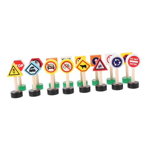CIYODO 16 Stück Teiliges Holz Verkehrszeichen Spielset mit Ampel Pädagogisches Verkehrsschild aus Massivem Holz für Kleinkinder Sicher Interaktiv Fördert Selbstständiges Lernen und von CIYODO