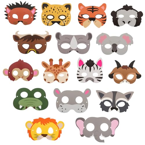 CIYODO 16Stücke Teiliges Tiermasken Aus Papier Für Lustige Verkleidungsmasken Für Partys Halloween Und Cosplay Tiermotive Für Kreative Und Spielvergnügen von CIYODO