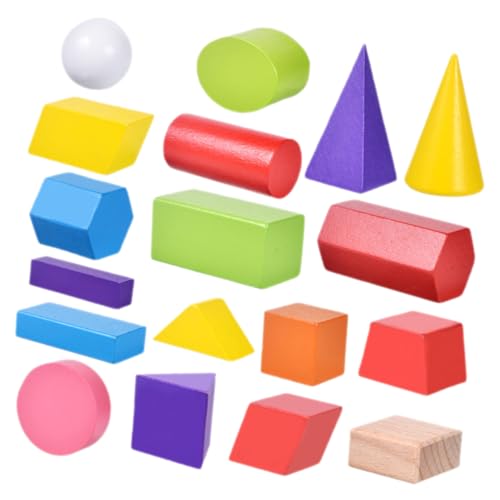 CIYODO 18 Stück Holzklötze Kinderspielzeug Bausteine ​​Geometrische Formen Blöcke Bauen Holzklötze Kinderklötze Spiel Form Passende Spielsachen Frühes Lernspielzeug Kunststoff von CIYODO