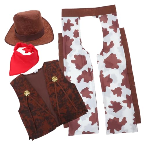 CIYODO 1Satz Cowboy Kostümset für Kleinkinder Westernkostüm mit Hut Bandana und Weste für Halloween Geburtstagsfeiern und Themenpartys Bequemes Material Pflegeleicht und Vielseitig von CIYODO