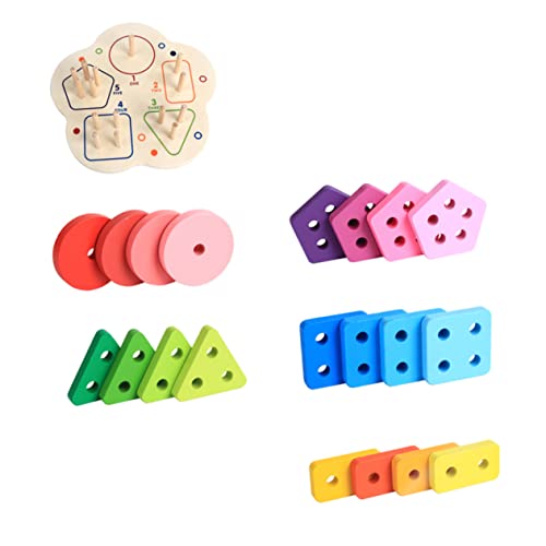CIYODO 1Satz Geometrische Stapelblöcke Farbige Lernspielzeuge für Figuren und Formen Match Toy Frühes Lernspielzeug Robustes Holzmaterial Kleine Hände von CIYODO
