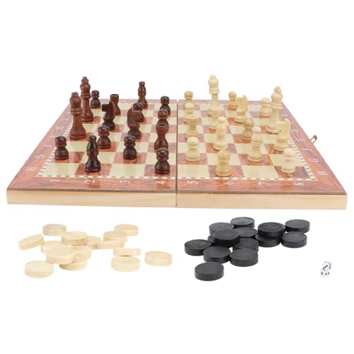 CIYODO 1Satz Holz Schachspiel Interaktives für Erwachsene Faltbare Holzkiste Schachbrett für Reisen Zuhause und Schule Lernspielzeug für Schachliebhaber von CIYODO