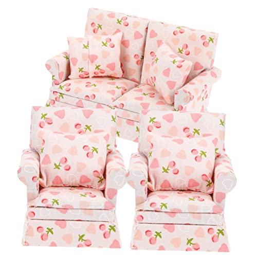 CIYODO Miniaturmöbel Für Puppenhaus Mini-doppelsofa Mini-einzelsofa Sessel Mit Kissen Aus Holz Und Baumwolle Maßstab 1:12 von CIYODO