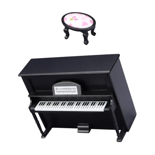 CIYODO 1Satz Mini Möbel Ornament Vintage Klavier für Puppenhaus Miniaturmöbel Dekoration Holz Klavier und Stuhl für DIY Mini Accessoires für Kreative von CIYODO