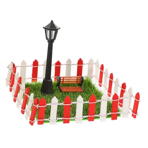CIYODO 1Satz Parkstuhl Puppenhaus Dekorationen Kleine Hausdekor Rasen Zäune Und Straßenlaterne Für Garten Und Feengarten Gestaltung Zufällige Zaunfarbe von CIYODO