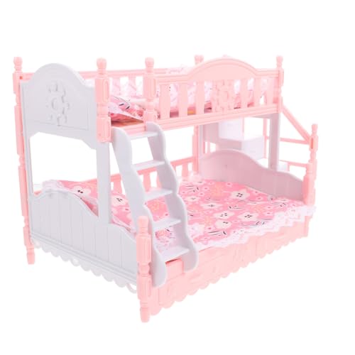 CIYODO 1Satz Puppenhaus Bett Set Doppelschicht Bett mit Zubehör Puppenhaus Möbel für Kreatives und Elegante Raumdekoration Kompatibel mit Anderen Puppenhauszubehörteilen von CIYODO