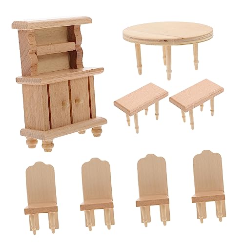 CIYODO 1Satz Puppenhaus Möbel Teiliges Esszimmer Zubehör mit Stühlen und Hockern für Kreative Spielszenen und Fotografie für Puppenhausliebhaber CIYODO 1Satz Puppenhaus Möbel Teiliges Esszimmer Zubehör mit Stühlen und Hockern für Kreative Spielszenen und Fotografie für Puppenhausliebhaber von CIYODO