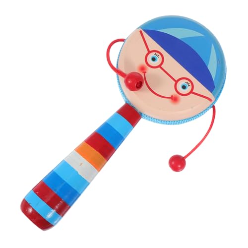CIYODO 1Stück Kreatives Holzspielzeug für Junge Mädchen Handgestrichene Trommel mit Blauen Cartoon Motiven Kognitives Hand Augen Koordination von CIYODO