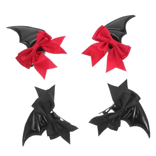 CIYODO 2 Paar Halloween Haarschmuck Fledermausflügel Clips DIY Haar Accessoire Halloween Fledermausflügel Mini Teufelsflügel Vampir Kopfbedeckung Flügel Stirnband von CIYODO