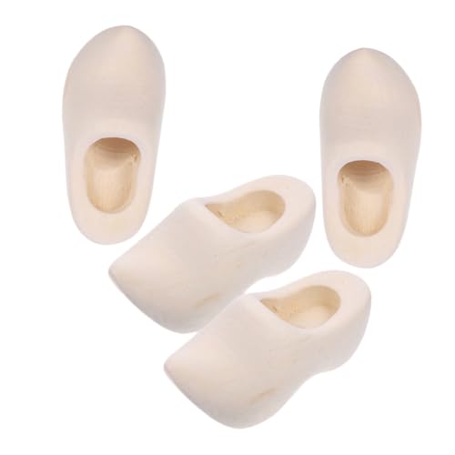 CIYODO 2 Paare Miniatur Holzschuhe Unlackiert DIY Blank Klompen Puppenhaus Deko Holzschuh Modell Zubehör für Basteln und Miniaturhäuser von CIYODO